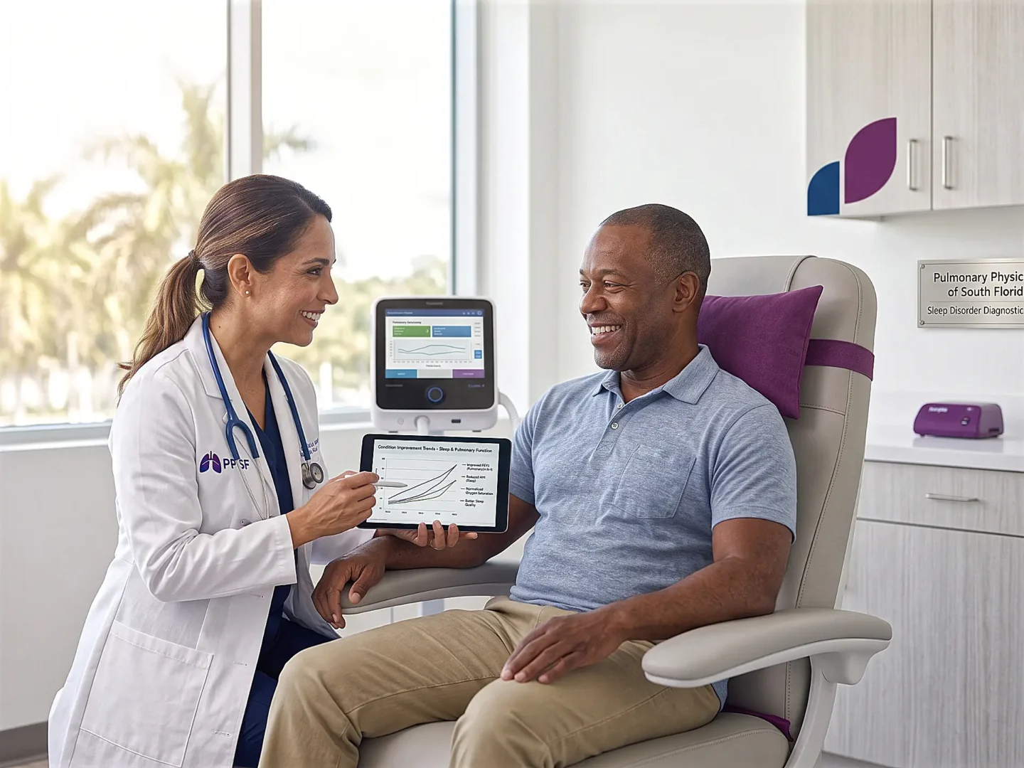 Patient receiving results for OSA treatment